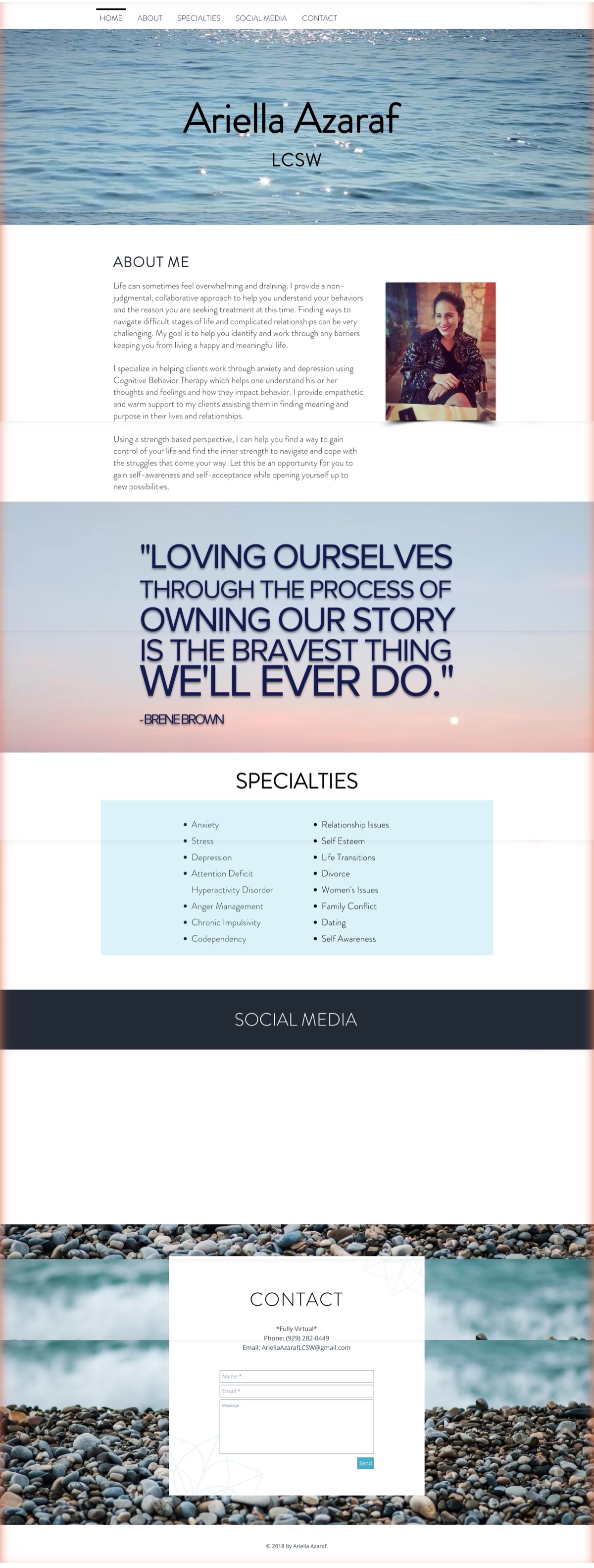Before: the previous template website — no headline, no call to action, stock photography, and a contact form buried at the bottom of the page.